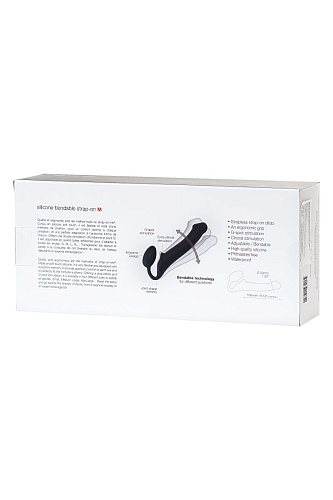 Чёрный безремневой страпон Strap-on-me Silicone Bendable Strap-On M 6012840