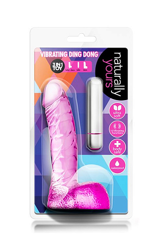 Розовый вибратор-реалистик Blush Novelties Vibrating Ding Dong BL-53700 (16,5 см)