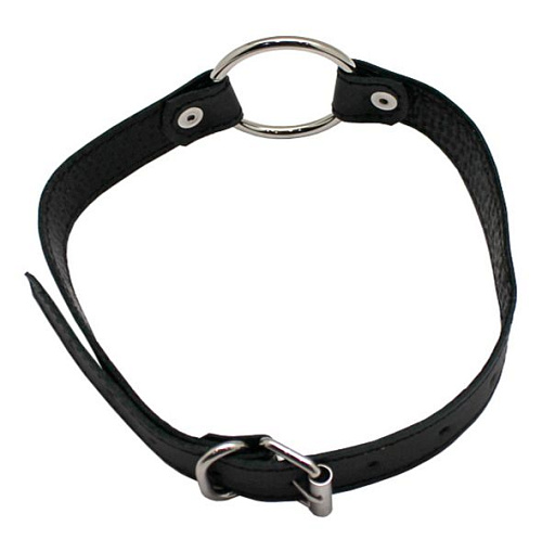 Чёрный кляп-расширитель с металлическим кольцом Подиум Р44