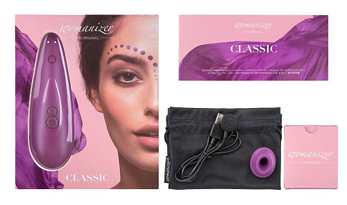 Фиолетовый бесконтактный клиторальный стимулятор Womanizer Classic 0593400