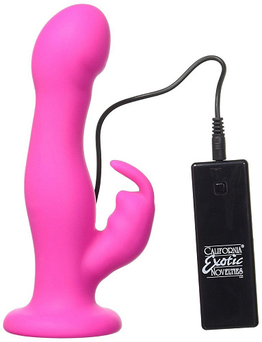 Вибромассажёр-насадка розового цвета California Exotic Novelties 10-Function Silicone Love Rider Jack Rabbit SE-1498-78-3 (19 см)