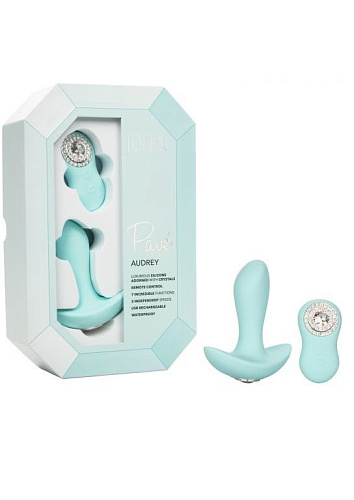 Нежно-голубая анальная пробка с пультом управления Jopen Pave Audrey JO-8005-80-3