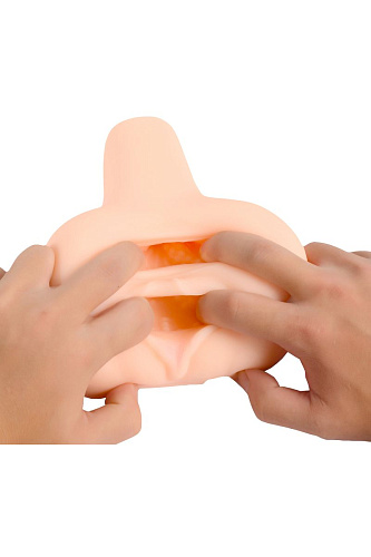 Мастурбатор-вагина телесного цвета с двумя любовными отверстиями Xise XS-MA60010