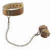 Коричневый ошейник с наручниками Shots Media BV OUCH! Brown OU169BRN