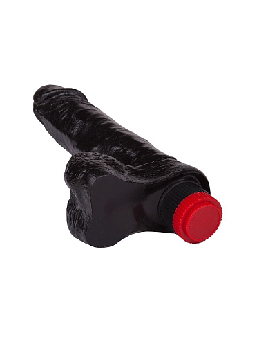 Чёрный вибромассажёр с мошонкой LOVETOY (А-Полимер) 411500 (19 см)