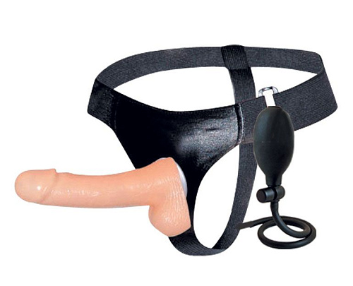 Телесный фаллоимитатор с грушей на трусиках Bior toys EE-10128 (25,4 см)