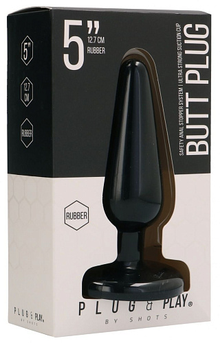 Чёрная коническая анальная пробка Shots Media BV Basic 5 Inch PLU003BLK (12,7 см)