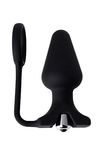 Чёрное эрекционное кольцо с анальной вибропробкой Erotist 541313