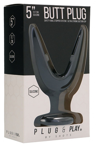 Чёрная анальная пробка-эспандер Shots Media BV Split 2 PLU012BLK (12,7 см)