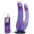Фиолетовый двойной страпон с вибрацией Pipedream Double Penetrator Vibe Strap-On PD3881-00 (19 см)