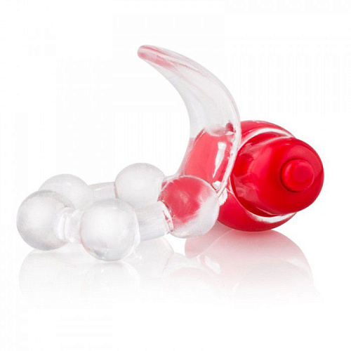 Прозрачное виброкольцо с язычком и красным виброэлементом Screaming O Overtime OT-R-110