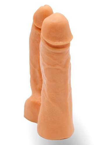 Двойной фаллоимитатор телесного цвета на трусиках с плугом LOVETOY (А-Полимер) 281903 (15 см)