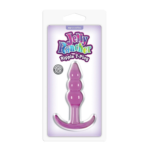 Фиолетовая анальная пробка NS Novelties Jelly Rancher T-Plug Ripple Purple NSN-0451-35 (10,9 см)