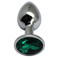 Серебристая анальная пробка с изумрудным стразом Eroticon P3404M-05 (7 см)