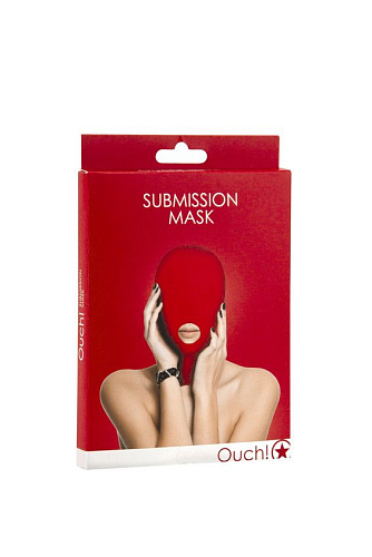 Красная маска на голову с прорезью для рта Shots Media BV Submission Mask OU035RED