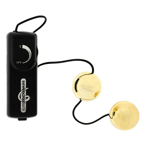 Вагинальные шарики с вибратором золотого цвета Seven Creations ORGASM VIBRATING BALL 7214QG-J BX GP