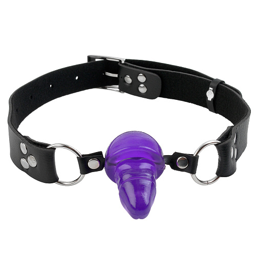 Фиолетовый гелевый кляп-фаллос Pipedream Penis Ball Gag PD2135-02