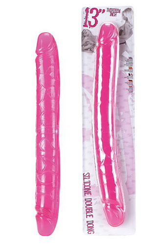 Двусторонний розовый фаллоимитатор с рельефом Seven Creations 06-214CPR-BCD (33 см)