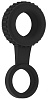 Чёрное кольцо для пениса и мошонки Shots Media BV № 47 Cockring with Ball Strap SON047BLK
