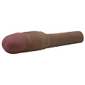 Удлиняющая бежевого цвета насадка с вибрацией Topco Sales CyberSkin 4 inch Xtra Thick Vibrating Transformer Penis Extension Dark 1008524