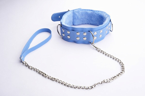 Голубой ошейник с меховой подкладкой Sitabella 5014-5