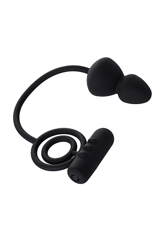 Чёрное эрекционное кольцо с вибростимулятором и анальным хвостом Erotist 541306