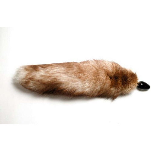 Чёрная анальная пробка с натуральным лисьим хвостом Wild Lust BF40black/rh