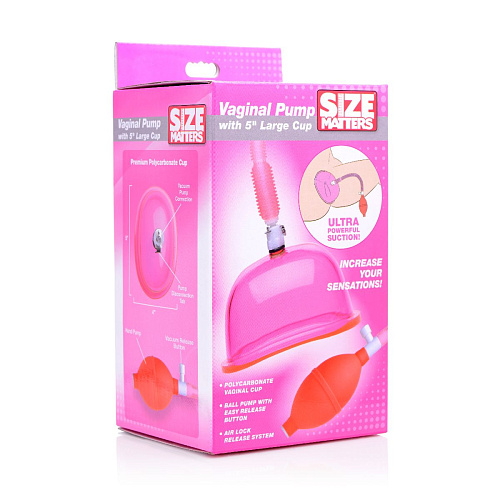 Розовая вагинальная помпа с большой чашей XR Brands Vaginal Pump with 5 Inch Large Cup AF922-Large