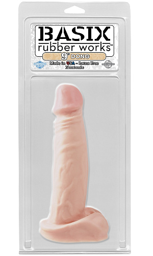 Большой фаллос телесного цвета с подставкой-мошонкой Pipedream Basix Rubber Works PD4206-21 (21,6 см)