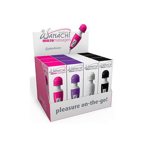 Дисплей из 12 разноцветных вибромассажёров Pipedream Micro Wanachi PD3038-99