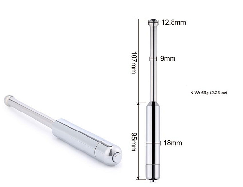Стальной уретральный металлический плаг с 20 режимами вибрации Bior toys NTU-80437