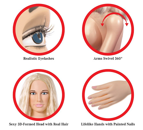 Надувная кукла телесного цвета с реалистичными вставками Pipedream Hannah Harper Life-Size Love Doll  RD300