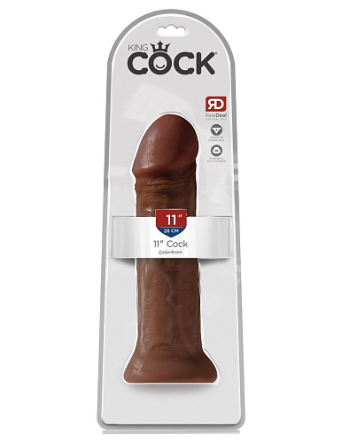 Фаллоимитатор-гигант коричневого цвета на присоске Pipedream 11 Cock PD5537-29 (28 см)