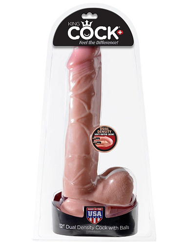 Фаллоимитатор телесного цвета с мошонкой Pipedream Dual Density 12 Cock with Balls PD5711-21 (30,5 см)