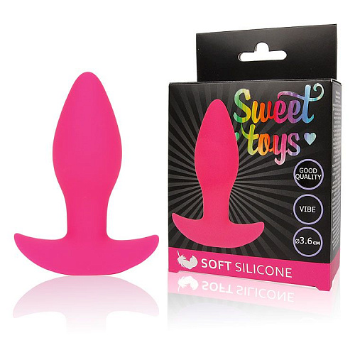 Розовая коническая анальная вибровтулка с ограничителем Bior toys ST-40178-16 (8,5 см)