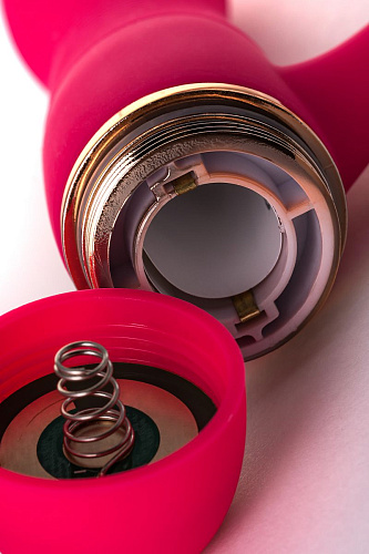 Розовый вибромассажёр с небольшим клиторальным отростком A-toys 761024 (15 см)