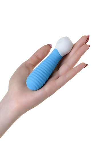 Голубой мини-вибратор с рёбрами S-HANDE MINI 2 SHD-050-2B (11,8 см)