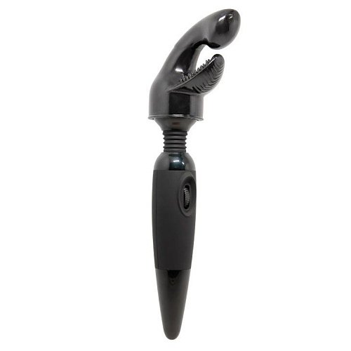 Вибромассажёр чёрного цвета для тела со сменной насадкой на головку Baile BW-055011 (25 см)