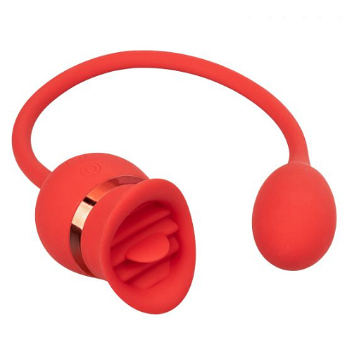 Красный клиторальный вибромассажёр с виброяйцом на мягкой сцепке California Exotic Novelties Casanova SE-0608-20-3