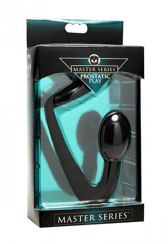 Чёрное эрекционное кольцо со стимулятором простаты XR Brands Explorer AE389