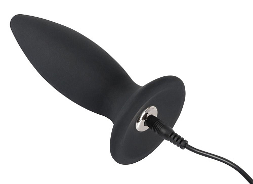 Чёрная перезаряжаемая анальная пробка Orion Black Velvets Recharge Plug M 0592803 (12,5 см)