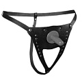 Чёрные трусики для страпона из кожи Bior toys NTB-80363
