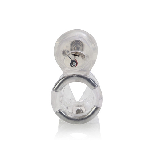 Прозрачная вибронасадка с клиторальным стимулятором California Exotic Novelties Vibrating Support Plus Instant Activation SE-1467-10-3