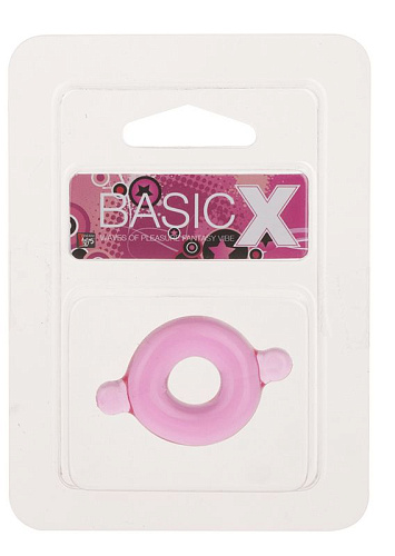 Розовое эрекционное кольцо с ушками для удобства надевания Dream Toys BASICX TPR COCKRING PINK 20674