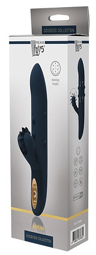 Синий вибромассажёр-кролик Dream Toys ATHENA 21680 (23 см)