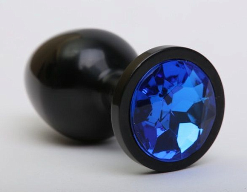 Чёрная анальная пробка с синим стразом 4sexdreaM 47411-3 (8,2 см)