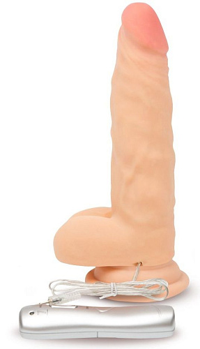 Телесный реалистичный вибратор с функцией вращения Пикантные штучки DPW02082T-7J (18 см)