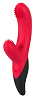 Красный вибратор с щёточками на головке и клиторальном отростке Orion Javida 0585971 (19 см)