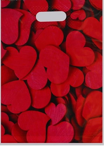 Полиэтиленовый пакет с красными сердечками Сима-Ленд 4668394 (31×40 см)