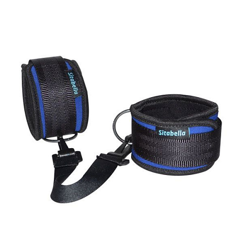 Сине-черные оковы на ноги из неопренового материала Sitabella 7074-5